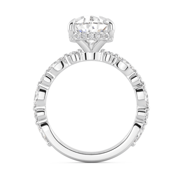 Josefa Pear Side White Gold Lab Grown Diamond Under Rail Alternating Marquise Round Band Ring