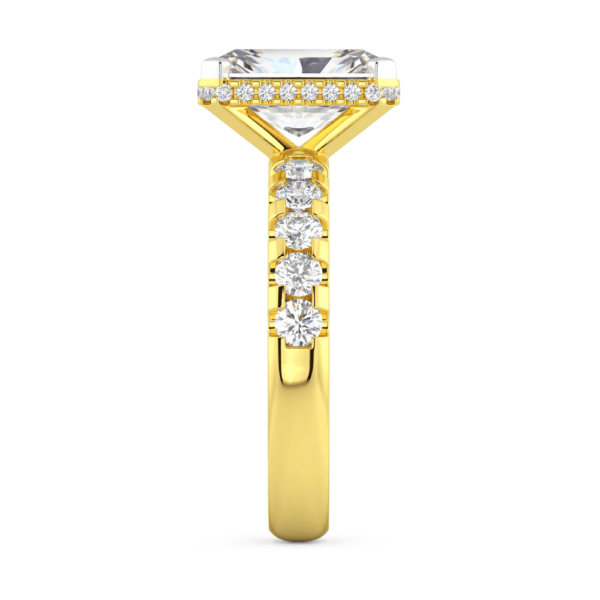 Kathleen Profile Yellow Gold Lab Grown Diamond Radiant Under Rail Set Half Band Ring