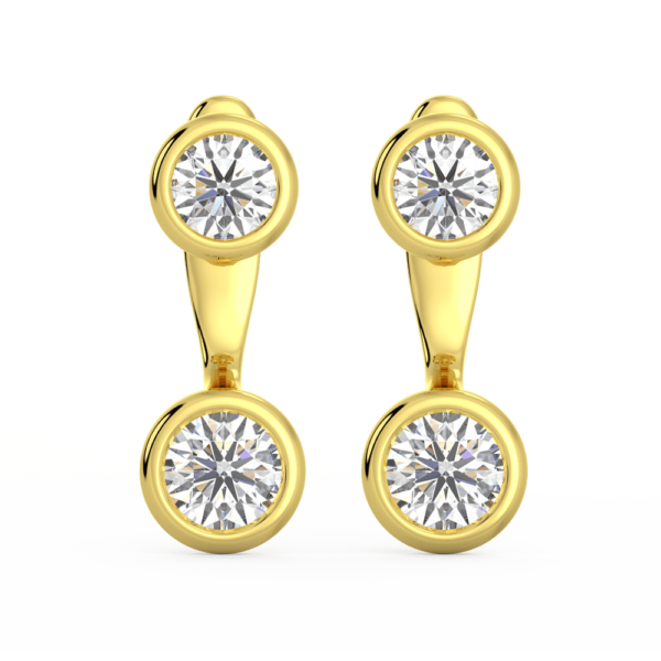 Luna Round Medium Front Yellow Gold Lab Grown Diamond Bezel Enhancer With Anna Studs