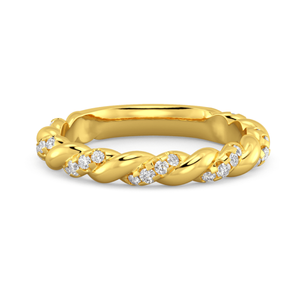 Mariah A Yellow Gold Lab Grown Diamond Alternating Stone Set Twisted Rope Band Wedding Ring