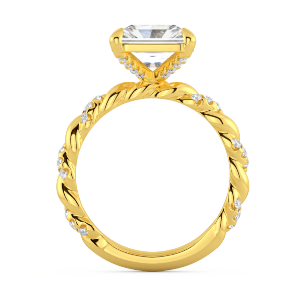 Mariah Radiant Side Yellow Gold Lab Grown Diamond Alternating Stone Set Twisted Rope Band Ring