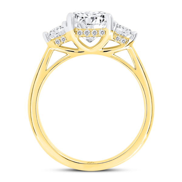 Shona Cushion Side Yellow Gold Lab Grown Diamond Trilogy Ring