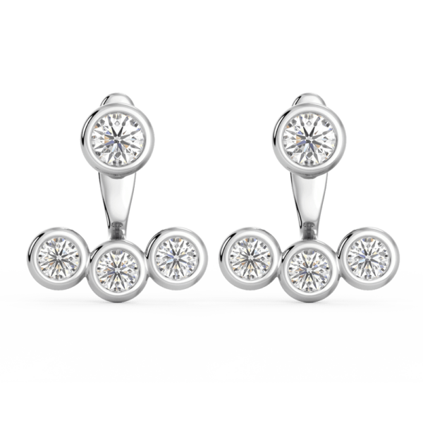 Therese Front White Gold Diamond 3 Round Bezel Earring Enhancer With Anna Studs