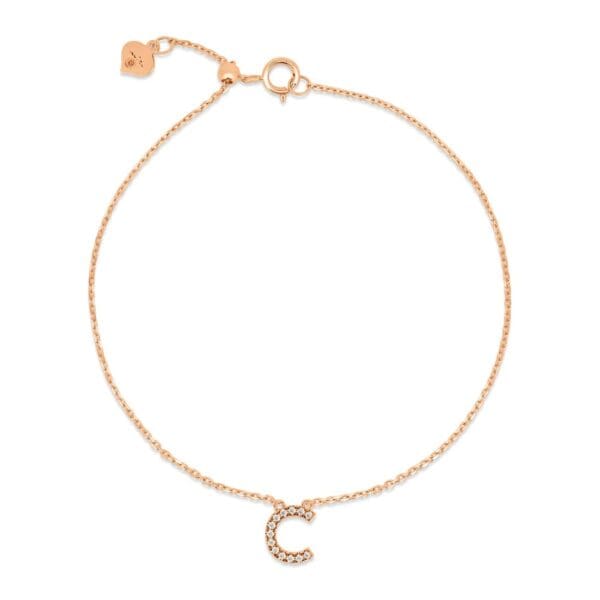 Small Initial 18K Rose Gold C