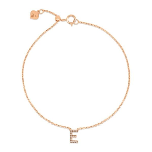 Small Initial 18K Rose Gold E