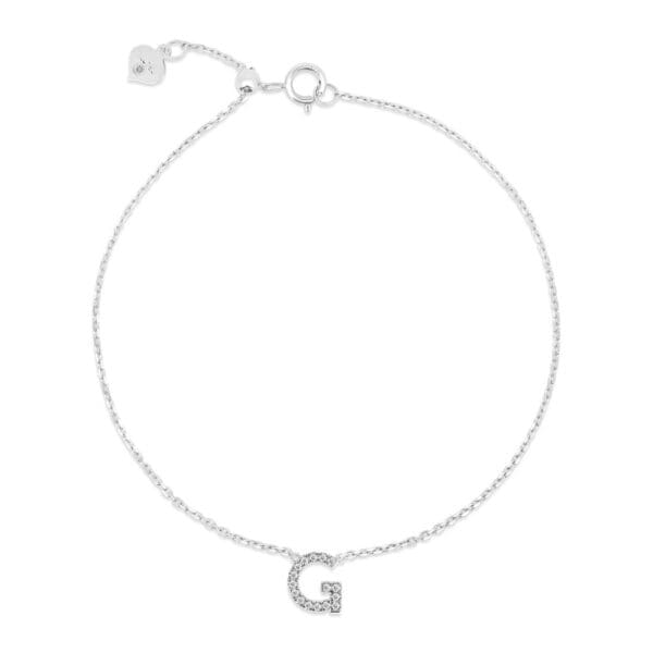 Small Initial 18K White Gold G