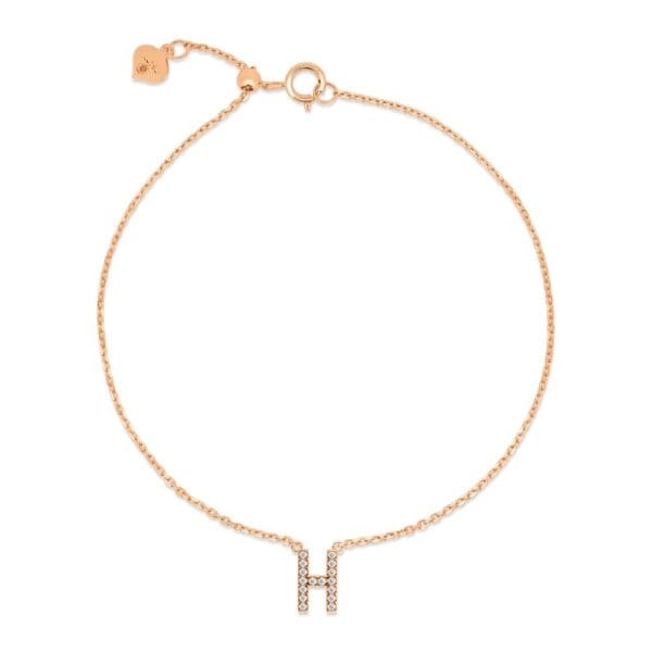 Small Initial 18K Rose Gold H