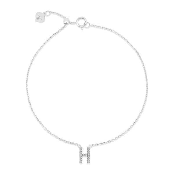 Small Initial 18K White Gold H