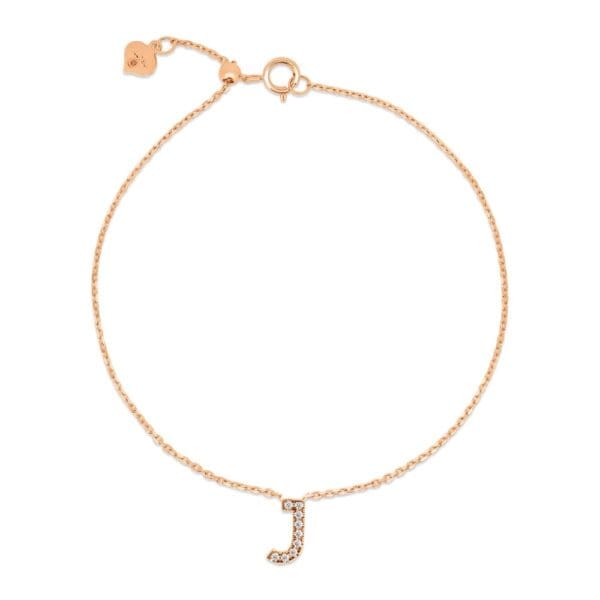 Small Initial 18K Rose Gold J