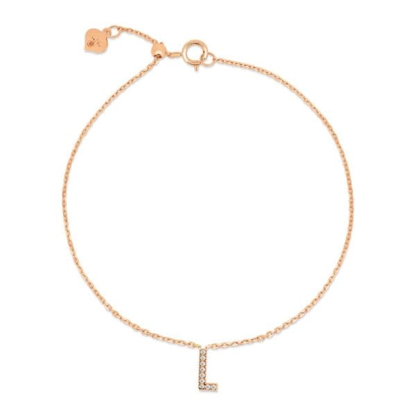 Small Initial 18K Rose Gold L