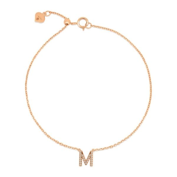 Small Initial 18K Rose Gold M