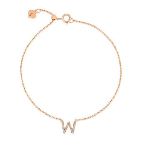 Small Initial 18K Rose Gold W