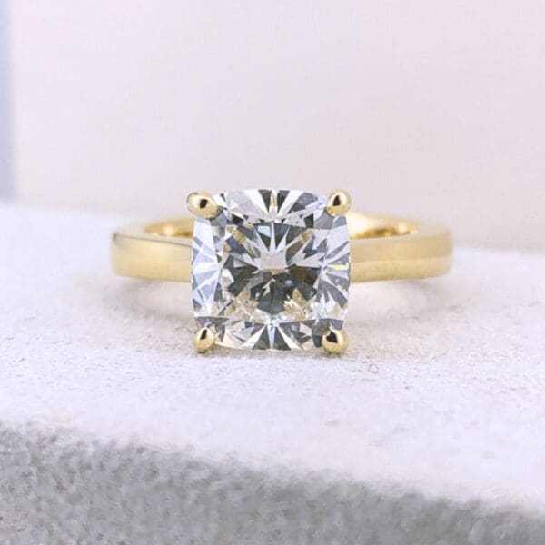 Dana C. Custom2.50ct Cushion Lab Grown Diamond18K Yellow Gold