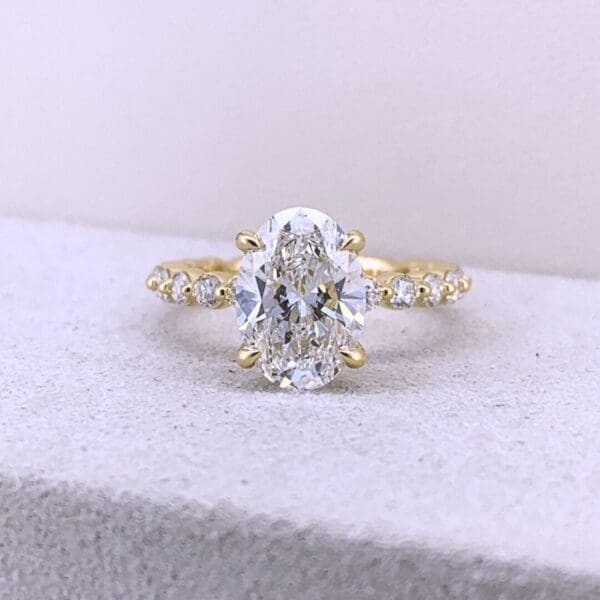 David Z. Custom2.10ct Oval Lab Grown Diamond18K Yellow Gold