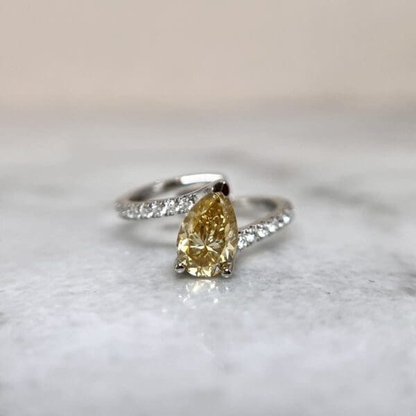 Lauren W. Custom9mmx6mm Pear Yellow MoissanitePlatinum